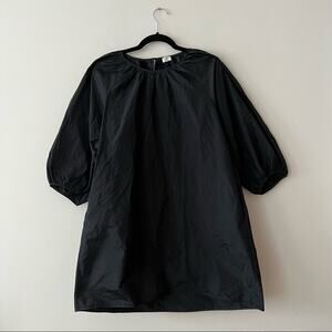 Aritzia Wilfred Cava Black Taffeta Trapeze Dress